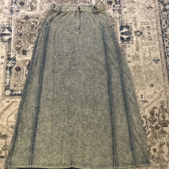 Crew Basics Dresses & Skirts - Crew Basics Vintage-Inspired Light Blue “Denim Look” Maxi Skirt